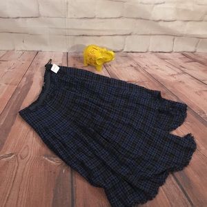 NEW without tags Free People Sienna Plaid Prairie Maxi Skirt in Navy Blue Combo